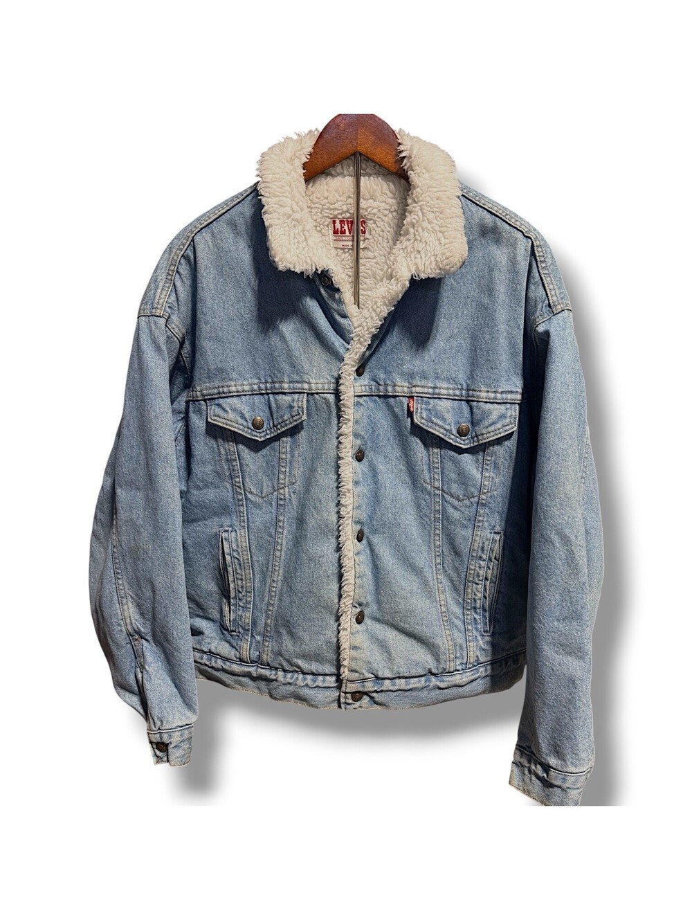 Vintage 1980s Levi’s 70609 Sherpa Denim Trucker Jacket USA Made Men’s L